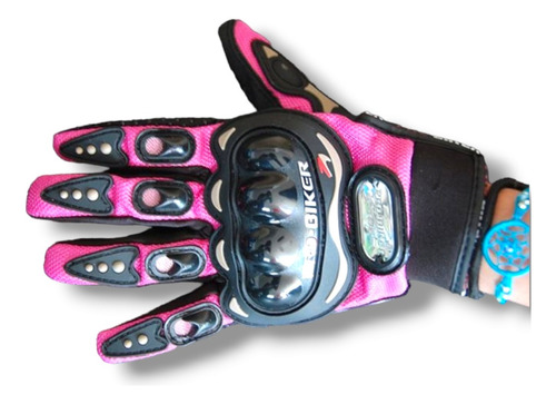 Par Guantes Rosas Deportivos Motociclista Talla S Mujer 