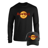 Camibuso Hard Rock Cafe  Camiseta Manga Larga  Combo Gorra 