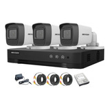 Kit 3 Camaras Seguridad Exterior 720p +dvr+disco - Hikvision