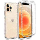 Funda Para iPhone 12 Pro Max Transparente Brillos 3 En 1