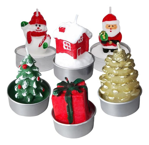 Juego De Regalo De Velas De Navidad 6 Velas Papa Noel Muñeco