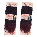 Combo 2 Cabelos Organico Cacheado Afro Para Crochet Braids Cor Preto Com Californiana Vermelho T1b/bug