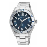 Reloj Hombre Nautica Napfws129 Cuarzo Pulso Plateado En