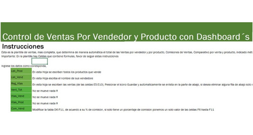 Plantilla Excel Control Ventas, Comisiones, Vende Y Producto