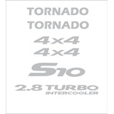 Adesivo S10 Tornado 4x4 2.8 Turbo Prata Resinado