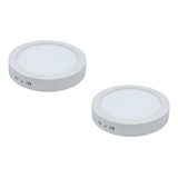 Pack X2 Foco Led 18w Blanco Frío Sobrepuesto Redondo 