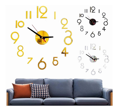 Reloj De Pared Decorativo 3d Adhesivo Para Habitación Diy