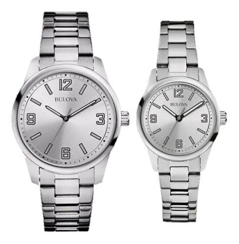 Pareja De Relojes Bulova Original Regalo Perfecto Plata