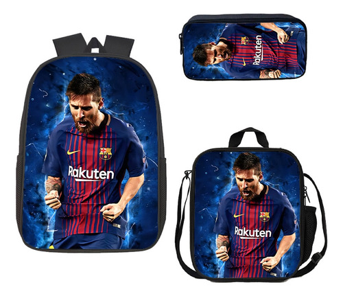 Mochila De 3 Piezas Con Estampado De Messi, Bolsa De Mensaje