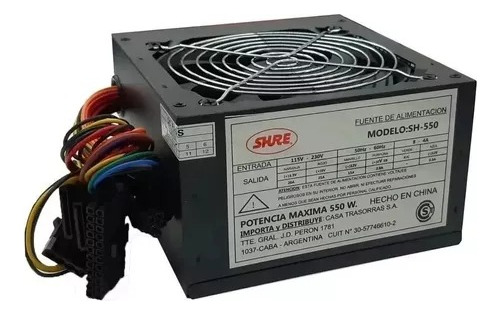 Fuente De Alimentación Para Pc Shure 550w 550w Negra 220v