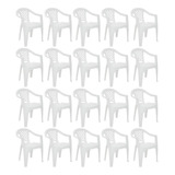 Combo 20 Cadeiras De Plástico Com Braços Iguape Branca