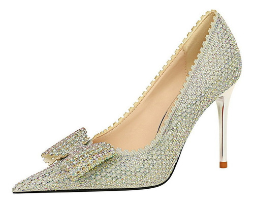 Tacones Altos De Bodas Fiestas Con Lazo Y Rhinestones Dama