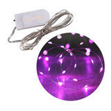 Alambre Led Guirnalda Fucsia Rosa A Pilas Pack De 10