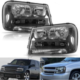 Pair Headlights Black Housing Fit For 2002-2009 Chevy Tr Aad