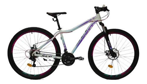 Mountain Bike Femenina Slp 25 Pro Lady R29 21v Color Blanco/negro/lila Con Pie De Apoyo  