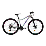 Mountain Bike Femenina Slp 25 Pro Lady R29 21v Color Blanco/negro/lila Con Pie De Apoyo  