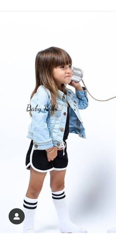 Jaqueta Casaco Jeans Claro Estiloso Infantil Menina 