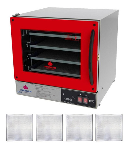 Forno Turbo Prp-004 Plus Digital 220v Vermelho + 4 Formas