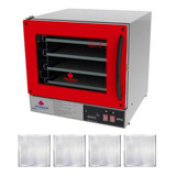 Forno Turbo Prp-004 Plus Digital 220v Vermelho + 4 Formas