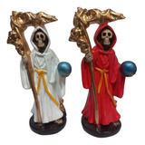 Mini Figuras La Santa Muerte 12 Cm Rojo Y Blanco 2 Unidades