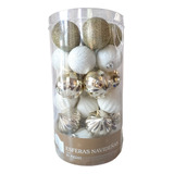 30 Esferas De 6cm Navideñas Navidad Árbol Champagne Y Blanco