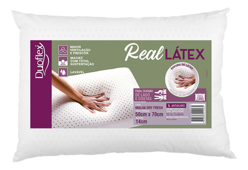 Travesseiro Duoflex Real Látex Dry Fit 50x70x14cm - Ls1108