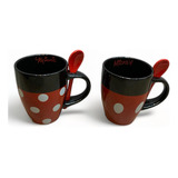 Juego De 2 Tazas Con Cuchara De Mickey Y Minnie 310ml