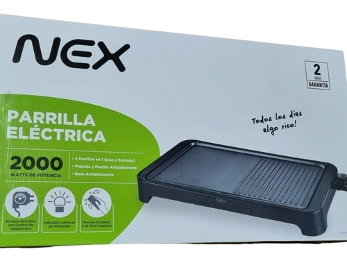 Parrilla Eléctrica Nex Antiadherente Control Temperatura Luz