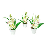3 Orquídeas Artificiais + Mini Vasinhos Arranjo Smoot