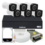 Kit Dvr Intelbras 8 Canais H.265 1tb 6 Câmeras Full Hd 20m