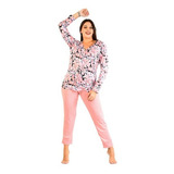 Pijama De Dama Invierno Amsi Art 10300 Abotonado