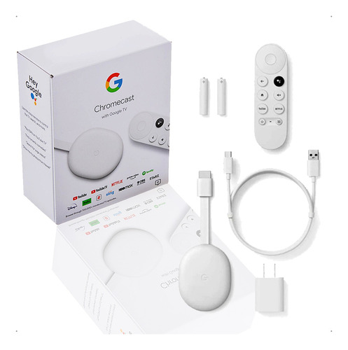 Novo Google Chromecast 4 Tv  Voz 4k 8gb Snow  2gb Memória