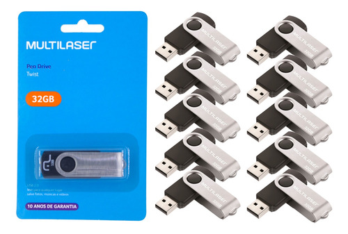 Kit Pendrive 10un 32gb Multilaser Pd589 Usb Original Atacado