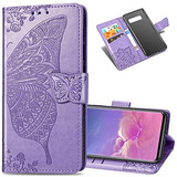 Funda Cartera Para Samsung S10 Plus Big Mariposa Morado Tenu