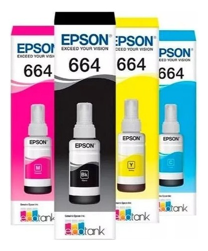 Pack Tintas Epson T664 664 L210 L220 L355 L365 L375 Combo X4