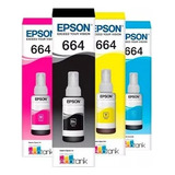 Pack Tintas Epson T664 664 L210 L220 L355 L365 L375 Combo X4