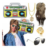 5 Kits De Disfraces Hip Hop 80s 90s Rapero Accesorios Peluca