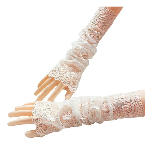 Guantes Largos De Encaje Novia, Gótico, Victoriano, Elegante