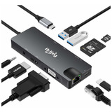 Hub Usb C, Adaptador Usb C 9 En 1 Con Usb C 4k A Hdmi, Vga,