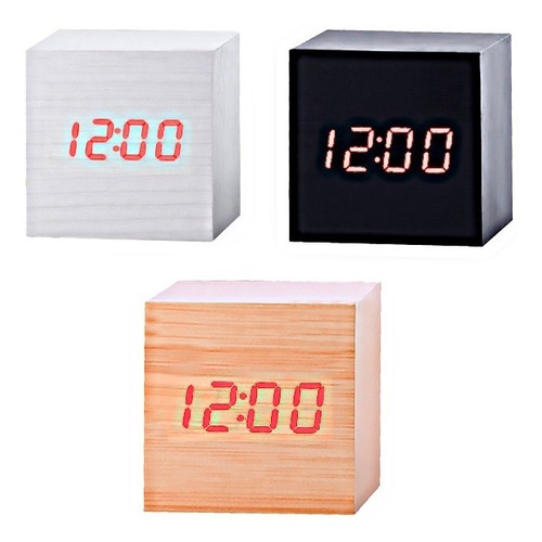 Reloj Digital Estilo Madera 6cm Alarma Despertador Fecha