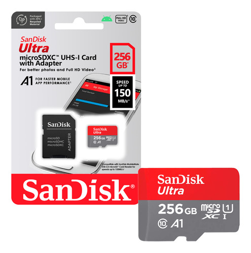 Tarjeta De Memoria Microsd Sandisk 256gb + Adaptador 150mb/s