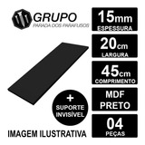 4 Prateleira Lisa Mdf 15mm Preta 45x20 Cm Suporte Invisível