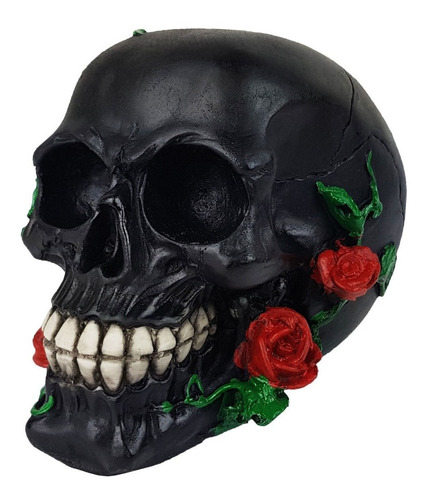 Caveira Com Rosa No Rosto Roseira Crânio Black Skull 