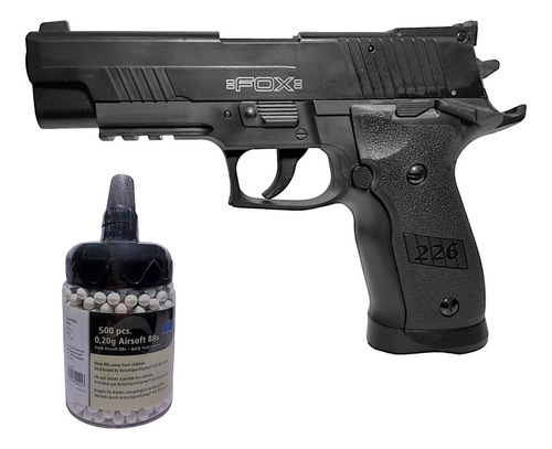 Pistola Fox Replica P226 6mm Resorte 14 Disparos + Kit