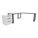 Conjunto Mesa L 3 Gavetas Home Office Gaveteiro Industrial