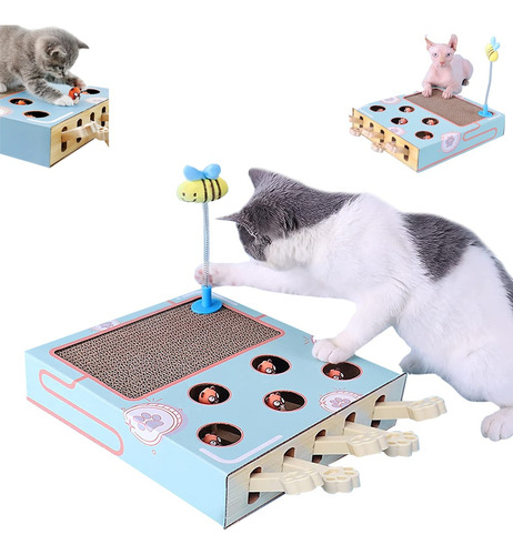 Juguete Para Gatos Interactivo Rascador Whack-a-mole 3 En 1