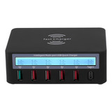 Estación De Carga Inteligente Con 6 Puertos Lcd Usb Dock De