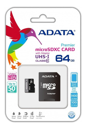 Memoria Micro Sd Xc Adata 64gb Uhs-i Clase 10 Puebla