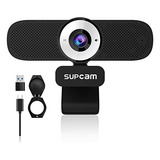 Supcam Webcam With Microphone, Hd 2k Web Camera For Laptop C