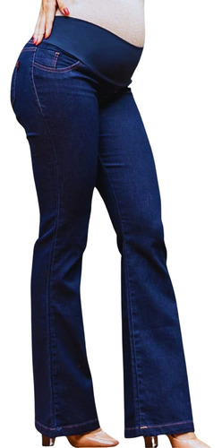 Calça Jeans Confort Grávida Gestante Cós Anatômico Flare 